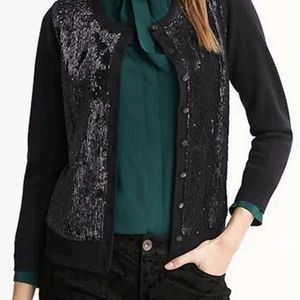 Banana Republic L'Wren Scott Collection Sequin Cardigan Sweater Aubergine XS